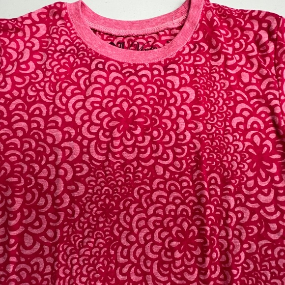 🩷🌸🌺LOL VINTAGE Magenta Pink Chrysanthemum Knit Tee NEW - Picture 1 of 4